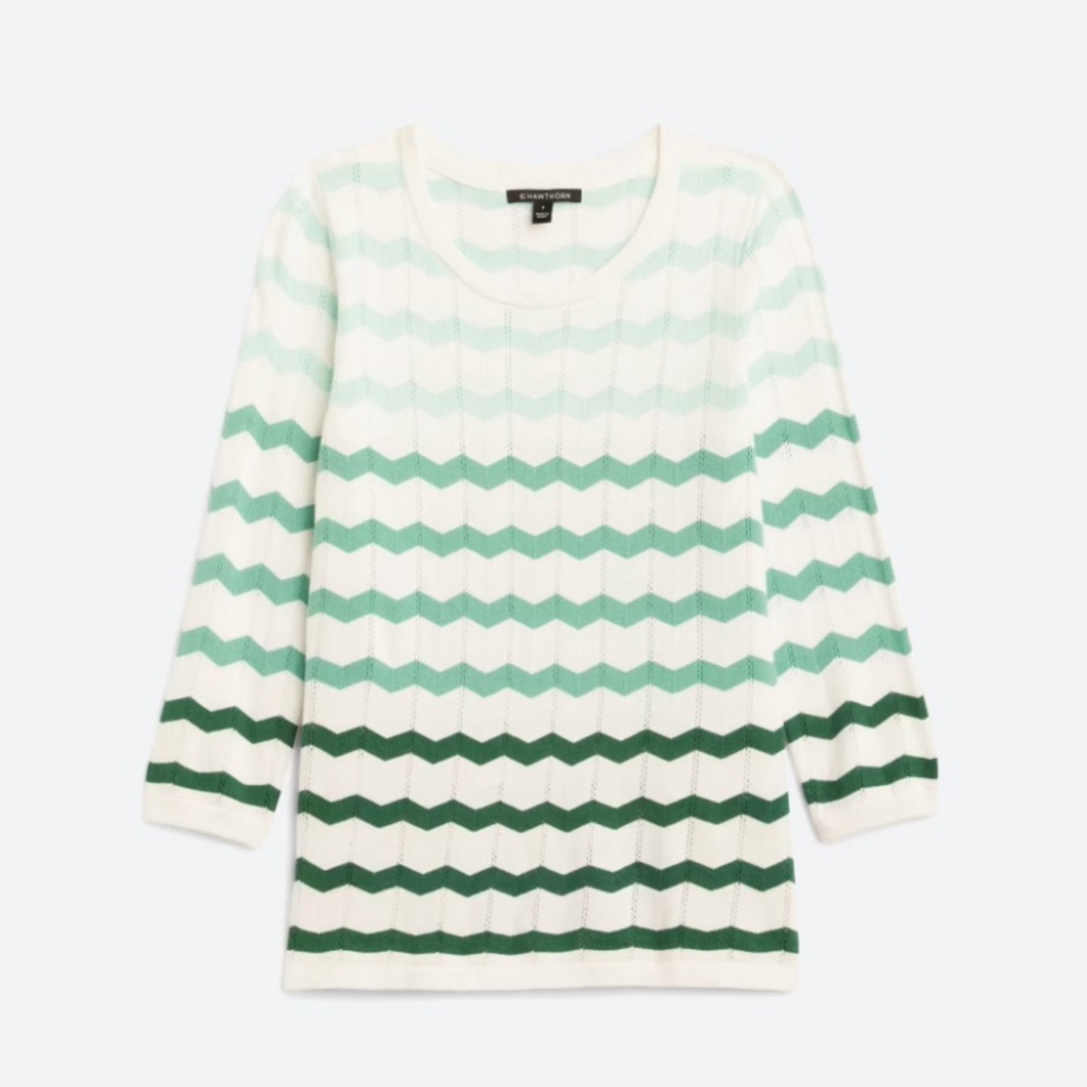 41 Hawthorn green pointelle 3/4 knit top